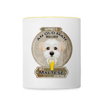 Maltese Dad Beer Lover - Tasse zweifarbig - Weiß/Gelb - Vorne