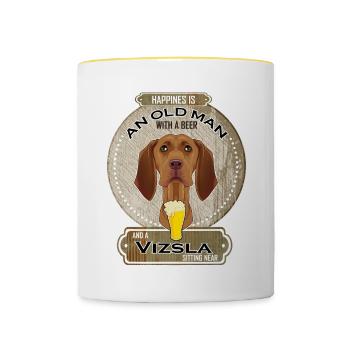 Vizsla Dad Beer Lover - Tasse zweifarbig - Weiß/Gelb - Vorne