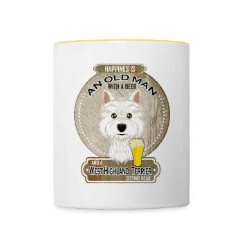 West Highland Terrier Papa Amateur de bière - Mug contrasté - blanc/jaune - Devant