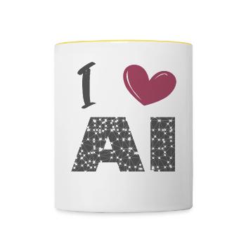 I love ai - Contrasting Mug - white/yellow - Front