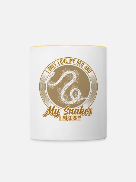 Schlangenbesitzer Schlangenliebhaber Schlangen - Tasse zweifarbig - Weiß/Gelb