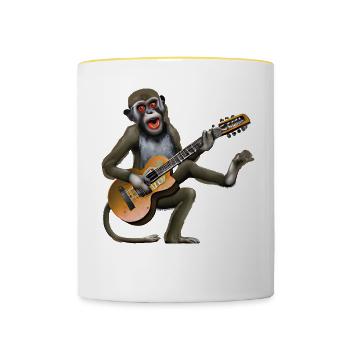 Guitar Monkey - Contrasting Mug - white/yellow - Front