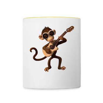 Monkey guitarist - Contrasting Mug - white/yellow - Front