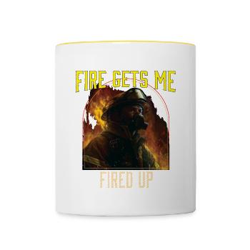 Fire Gets Me Fired Up Fire Rescue Firefighting - Tasse zweifarbig - Weiß/Gelb - Vorne