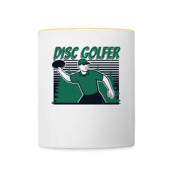 Disc Golfer Disc Golfer Frisbee Golf Basket Disc - Mug contrasté - blanc/jaune - Devant