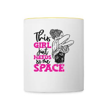 This Girl Just Need Some Space Astronomiefotograf - Tasse zweifarbig - Weiß/Gelb - Vorne