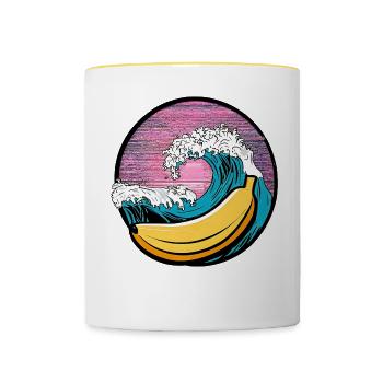 Surfing Banana Sunset - Contrasting Mug - white/yellow - Front