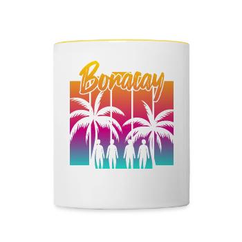 Familien Sonnenuntergang in Boracay - Tasse zweifarbig - Weiß/Gelb - Vorne