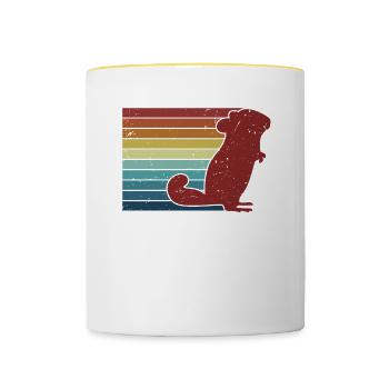 Retro Longhair Shorttail Longtail Breeder - Contrasting Mug - white/yellow - Front