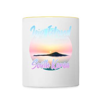 Jeju Island at sunset - Contrasting Mug - white/yellow - Front