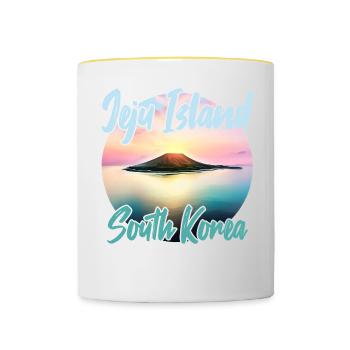 Jeju Island at sunset - Contrasting Mug - white/yellow - Front