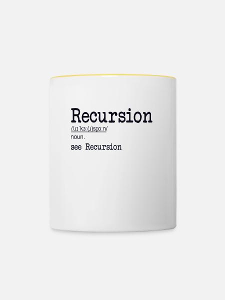Recursion Definition Developer Coder Programmierer - Tasse zweifarbig - Weiß/Gelb