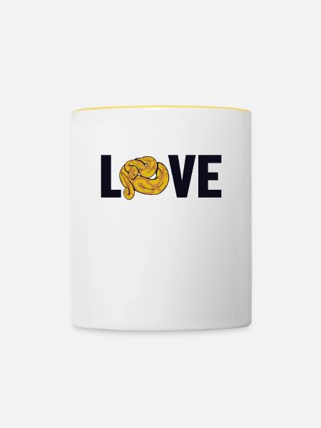 Love Schuppenkriechtiere Python Schlange Banana - Tasse zweifarbig - Weiß/Gelb