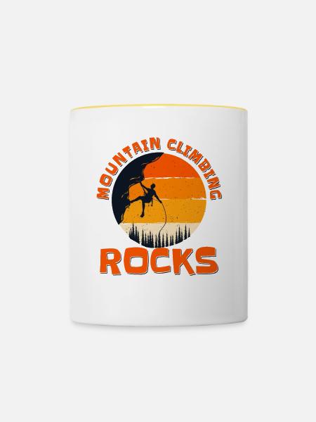 Mountain Climbing Rocks Sportklettern - Tasse zweifarbig - Weiß/Gelb