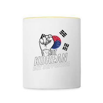 Pas coréen mais favorable au drapeau coréen - Mug contrasté - blanc/jaune - Devant