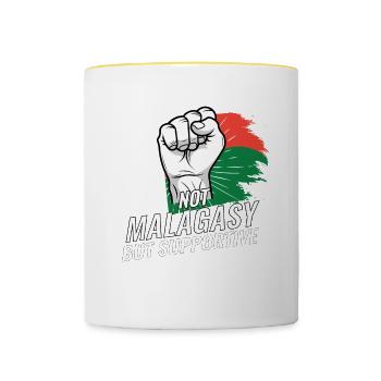 Not Malagasy But Supportive Madagascar Flag - Contrasting Mug - white/yellow - Front