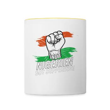 Not Nigeria But Supportive Niger Flag Country - Contrasting Mug - white/yellow - Front