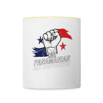 Pas panaméen mais favorable au Panama - Mug contrasté - blanc/jaune - Devant