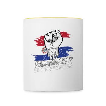 Not Paraguayan But Supportive Paraguay Flag - Contrasting Mug - white/yellow - Front