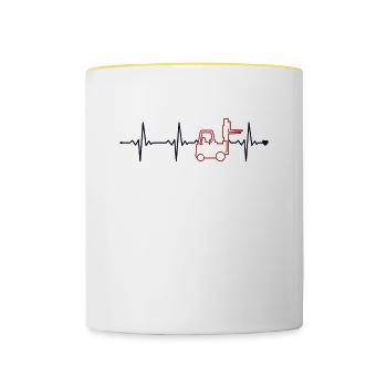 Forklift Heartbeat Teleskoplader Geländestapler - Tasse zweifarbig - Weiß/Gelb - Vorne