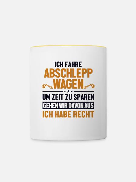 Abschleppwagen hat immer Recht Abschlepper - Tasse zweifarbig - Weiß/Gelb