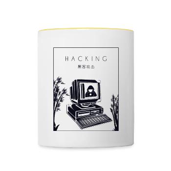 Hacking Chinese Hanzi Social Engineering Phishing - Tasse zweifarbig - Weiß/Gelb - Vorne