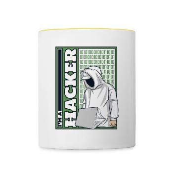 Je suis un hacker Ingénierie sociale Phishing Sniffer - Mug contrasté - blanc/jaune - Devant
