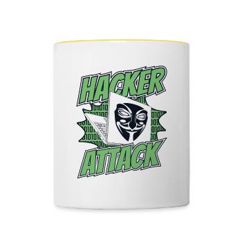 Attaque de hacker Social Engineering Phishing Sniffer - Mug contrasté - blanc/jaune - Devant