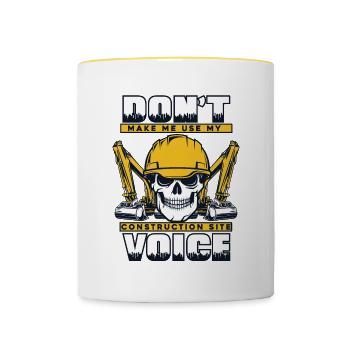 My Construction Site Voice Excavator duty cycle crawler crane - Contrasting Mug - white/yellow - Front