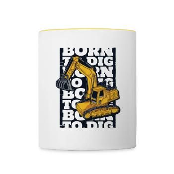 Born To Dig Excavator Duty cycle crawler crane - Contrasting Mug - white/yellow - Front