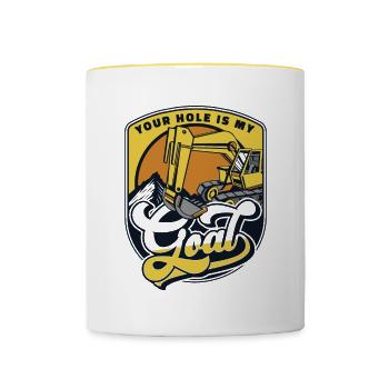 Your Hole Is My Goal Excavator Duty cycle crawler crane - Contrasting Mug - white/yellow - Front