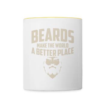 Pogonophile Beards Make The World A Better Place - Tasse zweifarbig - Weiß/Gelb - Vorne