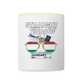 Straight Trippin' Hungary Vacation Tour Travel - Contrasting Mug - white/yellow - Front