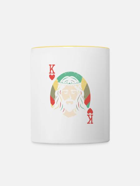 Religious Christian Scripture Jesus Christ Is - Tasse zweifarbig - Weiß/Gelb