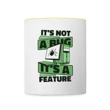 It's Not A Bug It's A Feature Developer Coder - Tasse zweifarbig - Weiß/Gelb - Vorne