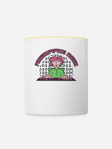 Programming Queen Softwareentwickler Developer - Tasse zweifarbig - Weiß/Gelb