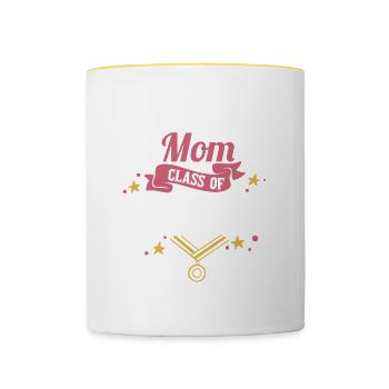 Classe de maman senior de 2024 Fête de remise des diplômes amusante - Mug contrasté - blanc/jaune - Devant