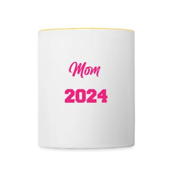 Classe de maman aînée de 2024 Proud Mother Graduation - Mug contrasté - blanc/jaune - Devant