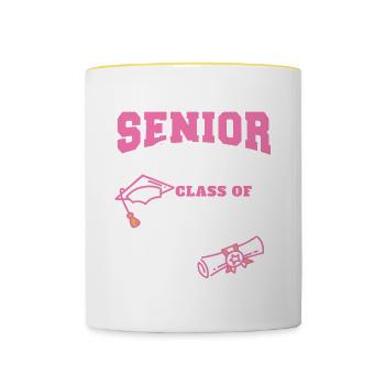 Proud Mama Of A Senior Mom Class of 2024 - Tasse zweifarbig - Weiß/Gelb - Vorne