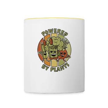 Propulsé par les plantes Végétaliens végétaliens à base de plantes - Mug contrasté - blanc/jaune - Devant