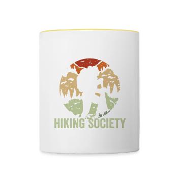 Société de randonnée amusante en montagne à bout de souffle - Mug contrasté - blanc/jaune - Devant