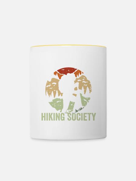 Funny Mountain Hiker Out of Breath Hiking Society - Tasse zweifarbig - Weiß/Gelb