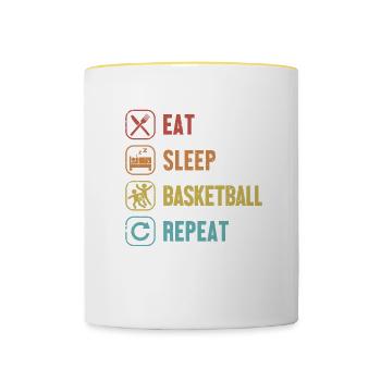 Eat Sleep Basketball Repeat Basketballer - Tasse zweifarbig - Weiß/Gelb - Vorne