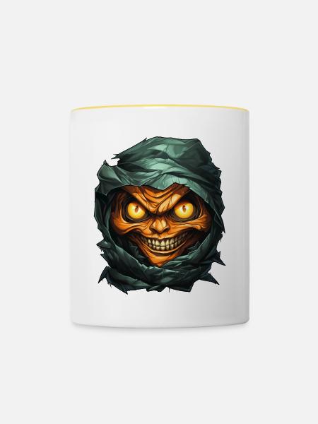 Halloween Spooky Cartoon Mummy - Tasse zweifarbig - Weiß/Gelb