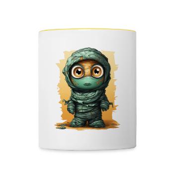 Halloween Spooky Cartoon Mummy - Mug contrasté - blanc/jaune - Devant