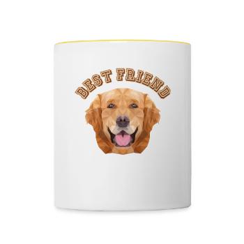 Best Friend Male Four-legged Friend Wauwau Golden - Contrasting Mug - white/yellow - Front