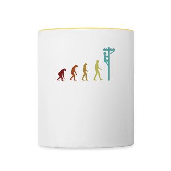 Electrician Evolution Electronics Technician Electrician - Contrasting Mug - white/yellow - Front