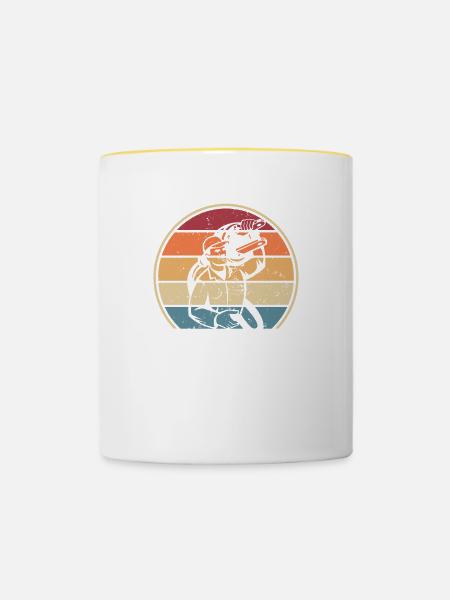 Retro Elektroniker Elektrotechniker Elektriker - Tasse zweifarbig - Weiß/Gelb