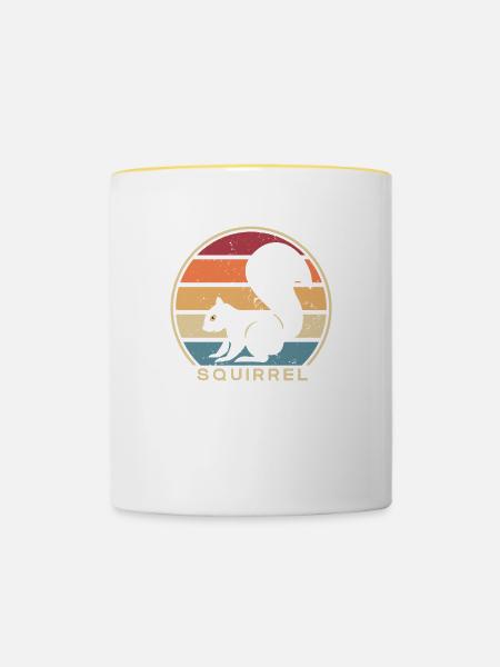 Retro Squirrel Fuchshörnchen Grauhörnchen - Tasse zweifarbig - Weiß/Gelb