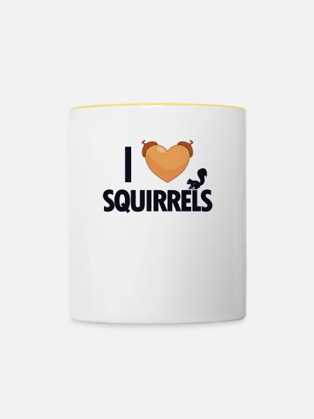 I love Squirrels Squirrel Fuchshörnchen - Tasse zweifarbig - Weiß/Gelb